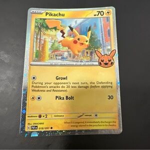 Pikachu Cosmos Holo With Swirl Rare Trick or Trade BOOster 2024 018/091 LP/NM